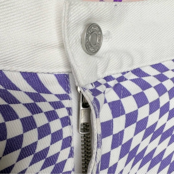 Lisa Says Gah Robyn Jeans Purple Warp Check Straight Leg Denim Rigid Size 30 - Picture 10 of 15